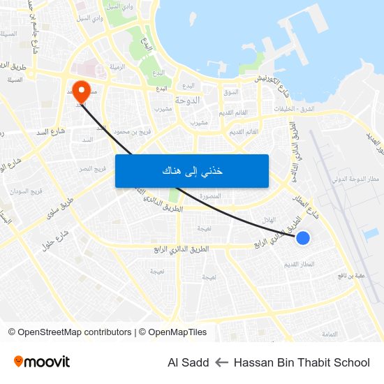 Hassan Bin Thabit School to Al Sadd map