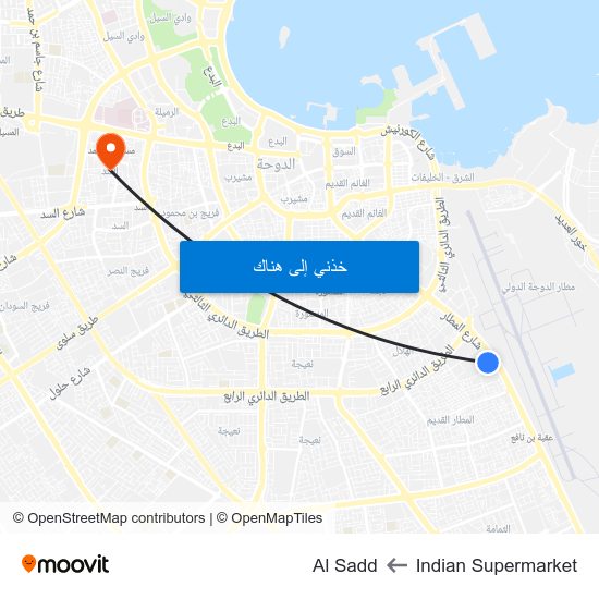 Indian Supermarket to Al Sadd map