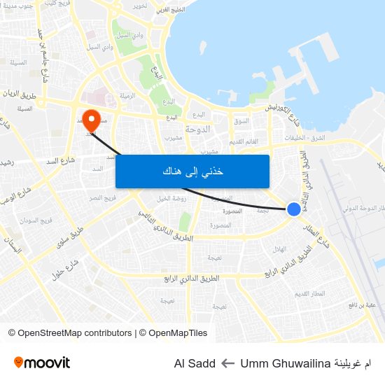 ام غويلينة Umm Ghuwailina to Al Sadd map