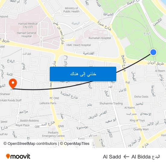 البدع Al Bidda to Al Sadd map