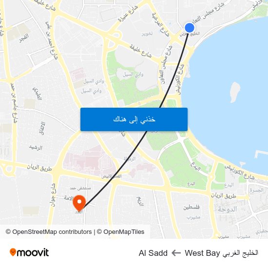 الخليج الغربي West Bay to Al Sadd map