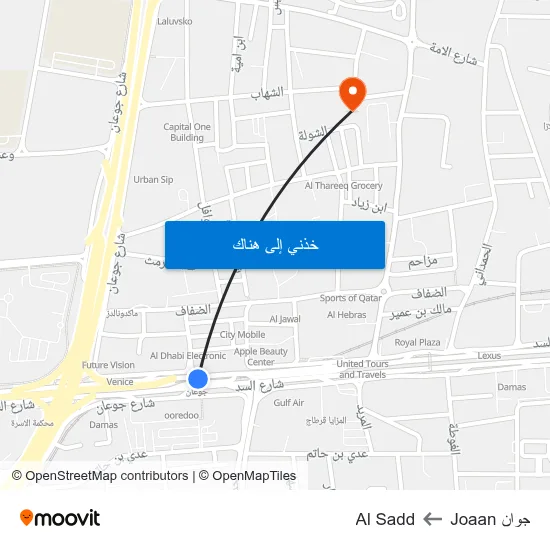 جوان Joaan to Al Sadd map