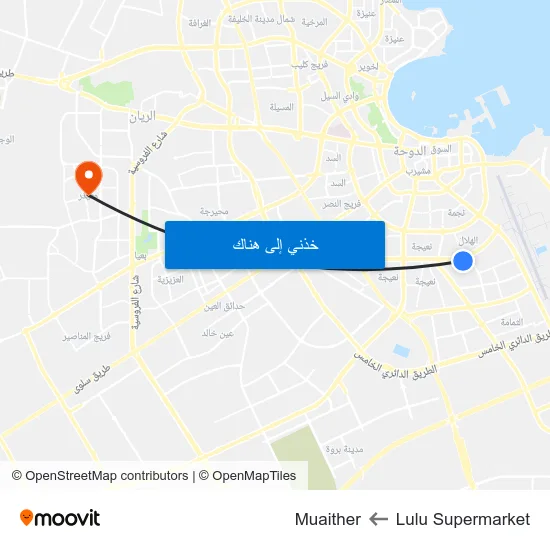 Lulu Supermarket to Muaither map