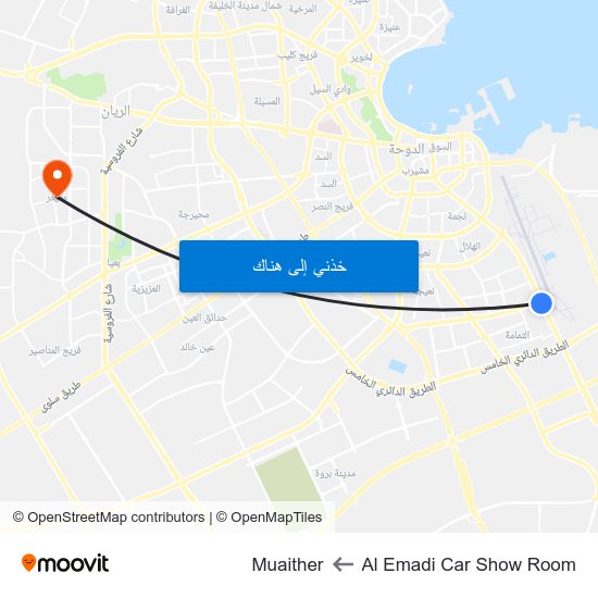 Al Emadi Car Show Room to Muaither map