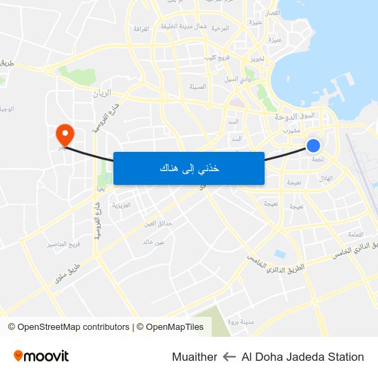 Al Doha Jadeda Station to Muaither map