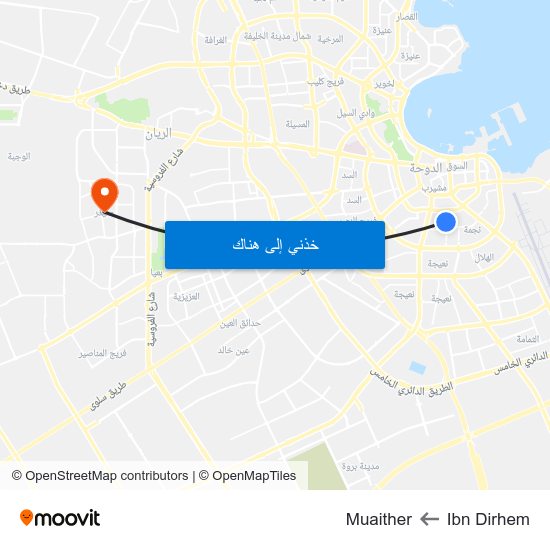 Ibn Dirhem to Muaither map