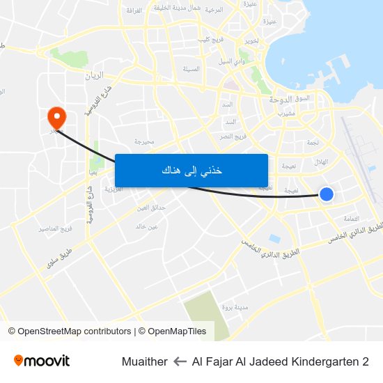 Al Fajar Al Jadeed Kindergarten 2 to Muaither map