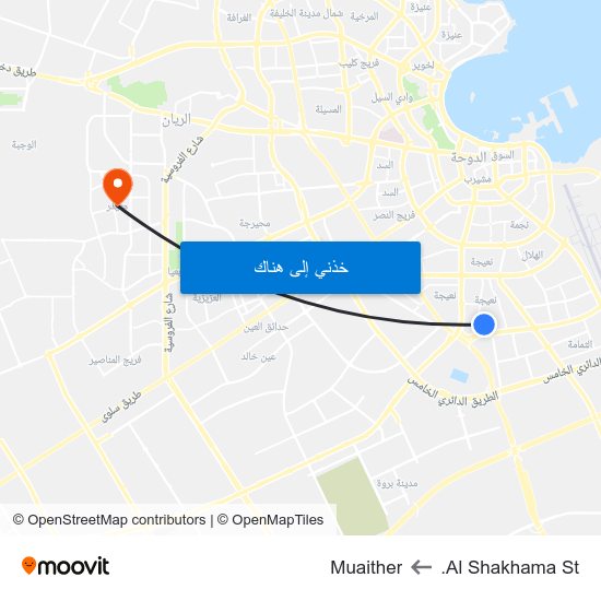 Al Shakhama St. to Muaither map