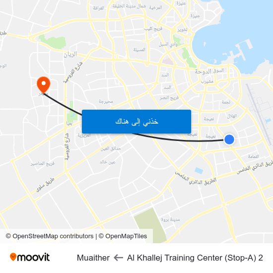 Al Khallej Training Center (Stop-A) 2 to Muaither map