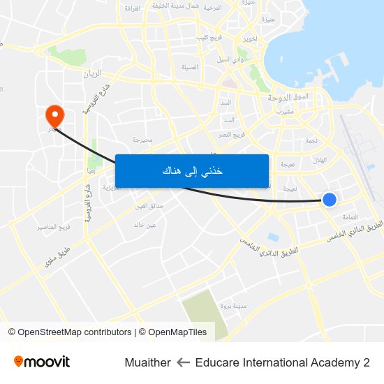 Educare International Academy 2 to Muaither map