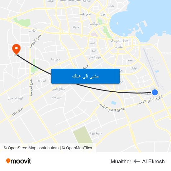 Al Ekresh to Muaither map