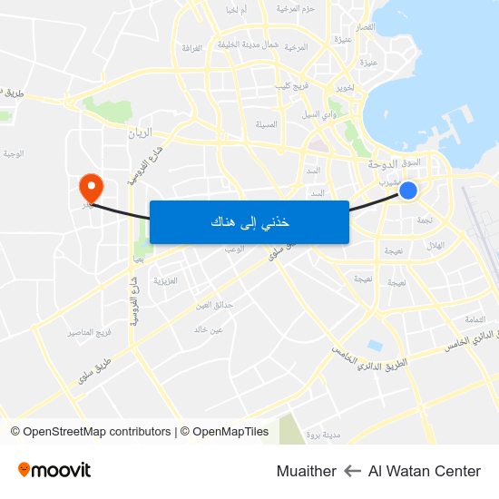 Al Watan Center to Muaither map
