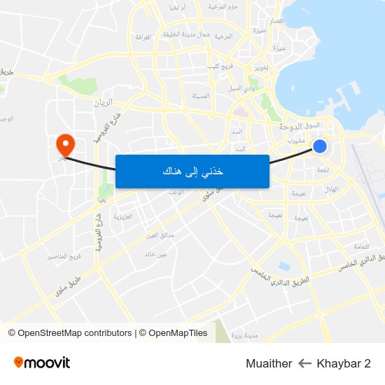 Khaybar 2 to Muaither map