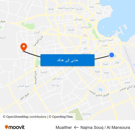 Najma Souq / Al Mansoura to Muaither map