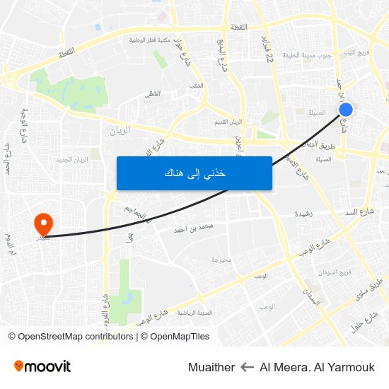 Al Meera. Al Yarmouk to Muaither map