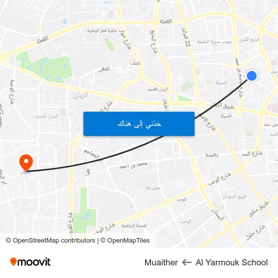 Al Yarmouk School to Muaither map