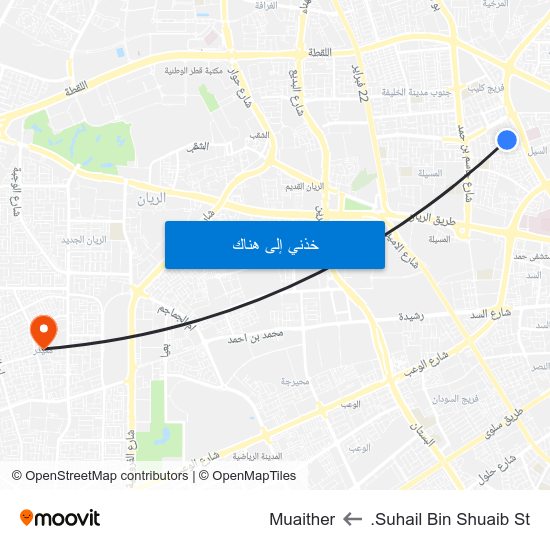 Suhail Bin Shuaib St. to Muaither map