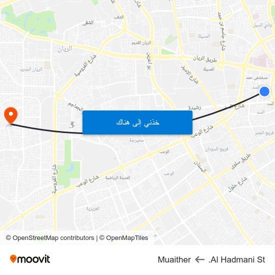 Al Hadmani St. to Muaither map