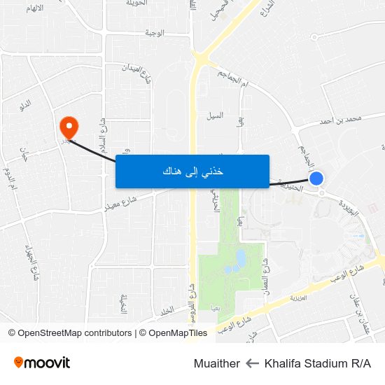 Khalifa Stadium R/A to Muaither map