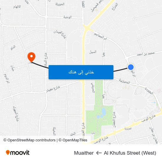 Al Khufus Street (West) to Muaither map