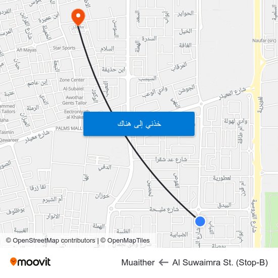 Al Suwaimra St. (Stop-B) to Muaither map