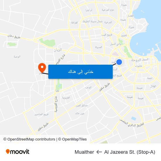 Al Jazeera St. (Stop-A) to Muaither map