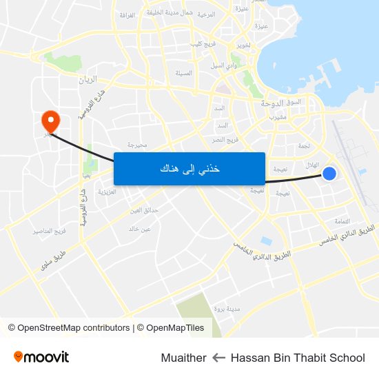 Hassan Bin Thabit School to Muaither map