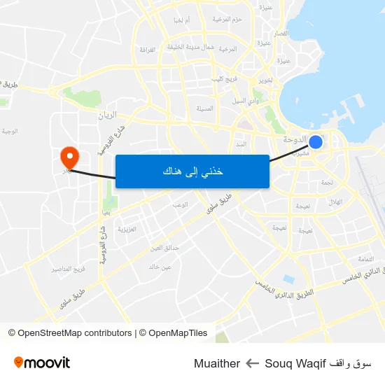 سوق واقف Souq Waqif to Muaither map