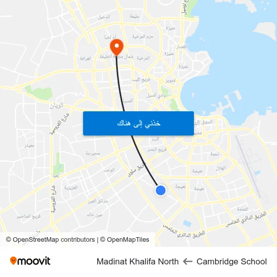 Cambridge School to Madinat Khalifa North map