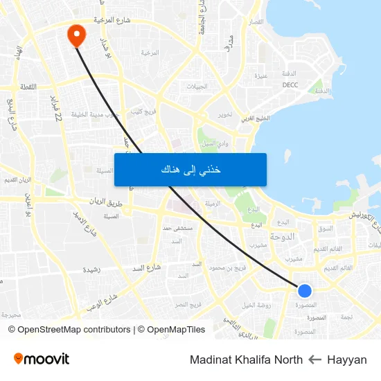 Hayyan to Madinat Khalifa North map