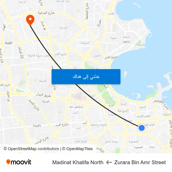 Zurara Bin Amr Street to Madinat Khalifa North map