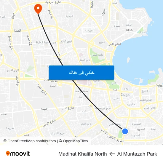 Al Muntazah Park to Madinat Khalifa North map