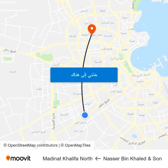 Nasser Bin Khaled & Son to Madinat Khalifa North map