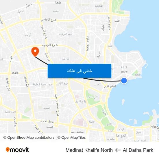 Al Dafna Park to Madinat Khalifa North map