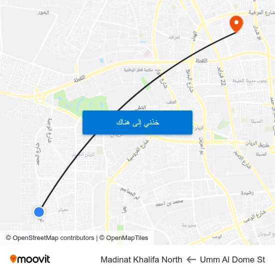 Umm Al Dome St to Madinat Khalifa North map
