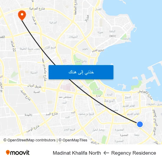 Regency Residence to Madinat Khalifa North map