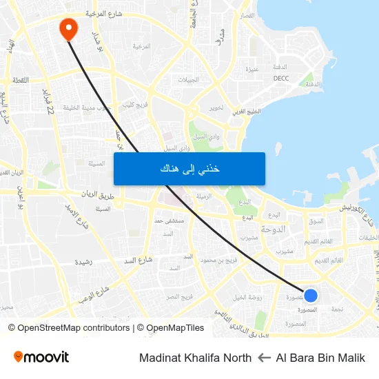 Al Bara Bin Malik to Madinat Khalifa North map