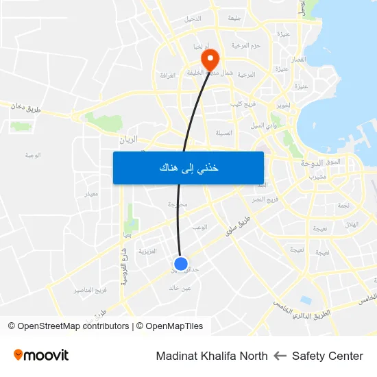 Safety Center to Madinat Khalifa North map