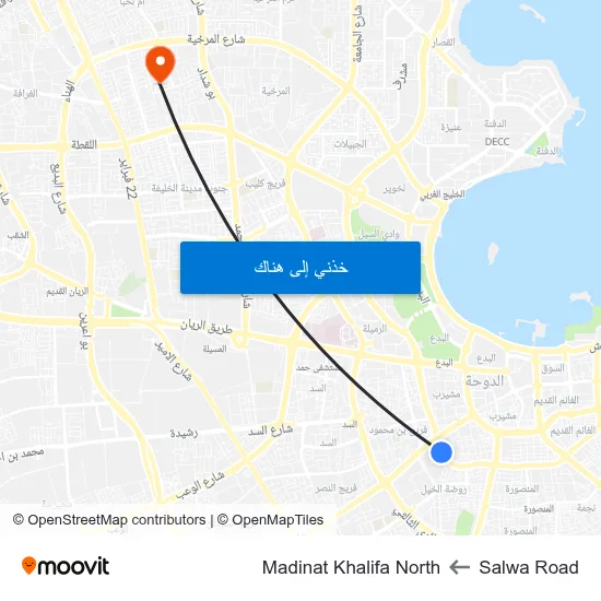 Salwa Road to Madinat Khalifa North map