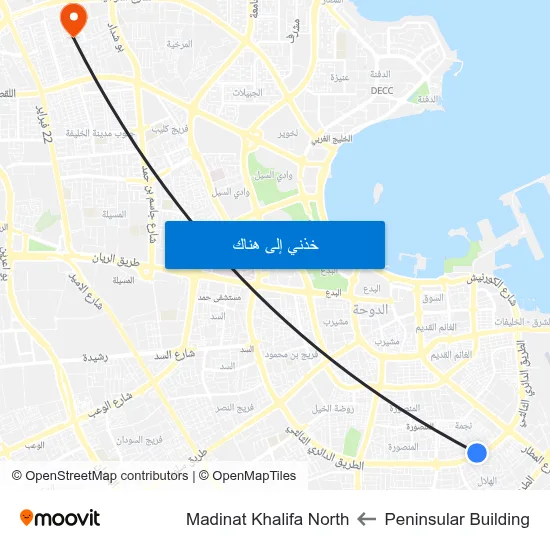 Peninsular Building to Madinat Khalifa North map