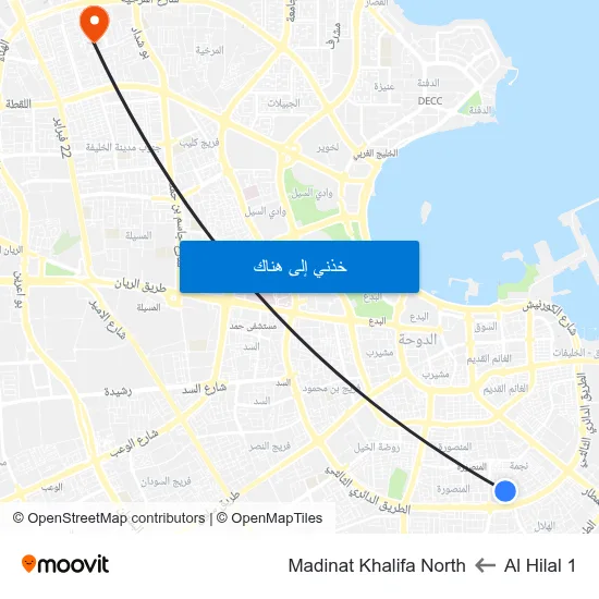 Al Hilal 1 to Madinat Khalifa North map