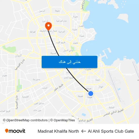 Al Ahli Sports Club Gate to Madinat Khalifa North map