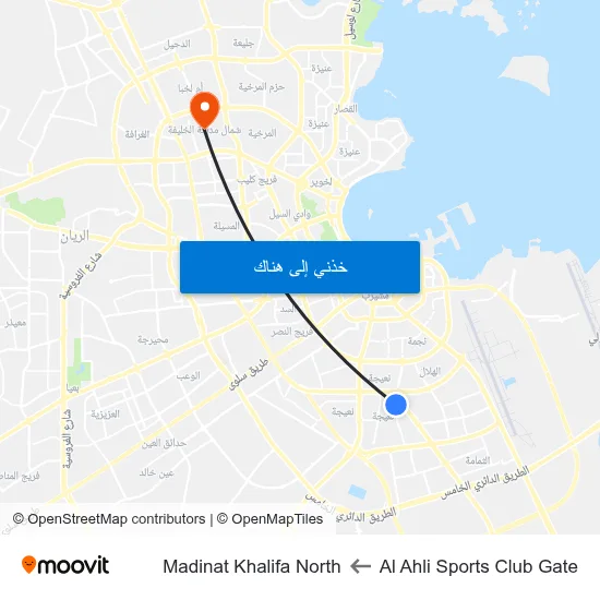 Al Ahli Sports Club Gate to Madinat Khalifa North map