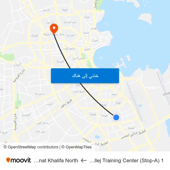 Al Khallej Training Center (Stop-A) 1 to Madinat Khalifa North map