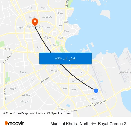Royal Garden 2 to Madinat Khalifa North map