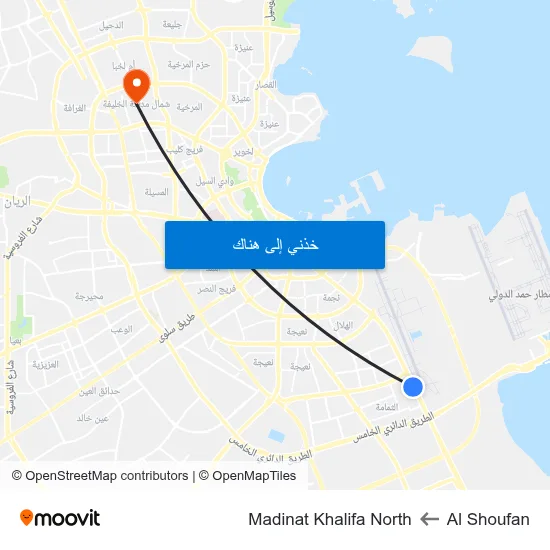 Al Shoufan to Madinat Khalifa North map