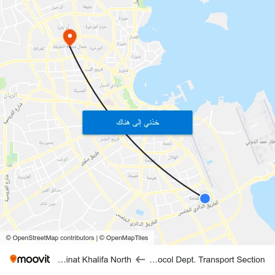 Protocol Dept. Transport Section to Madinat Khalifa North map