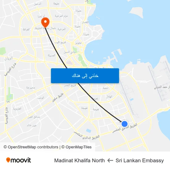 Sri Lankan Embassy to Madinat Khalifa North map