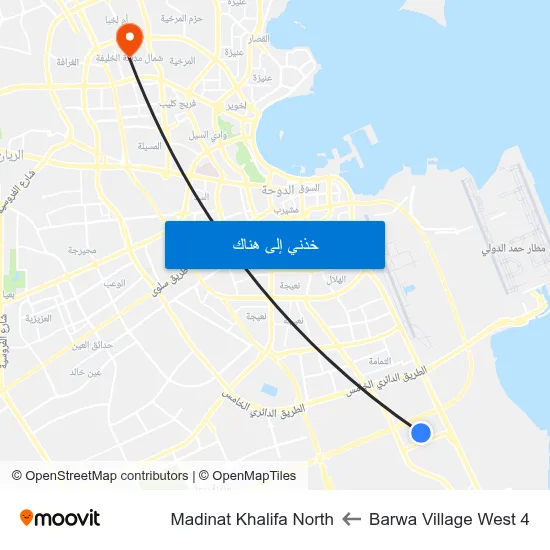 Barwa Village West 4 to Madinat Khalifa North map