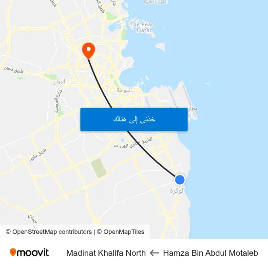 Hamza Bin Abdul Motaleb to Madinat Khalifa North map